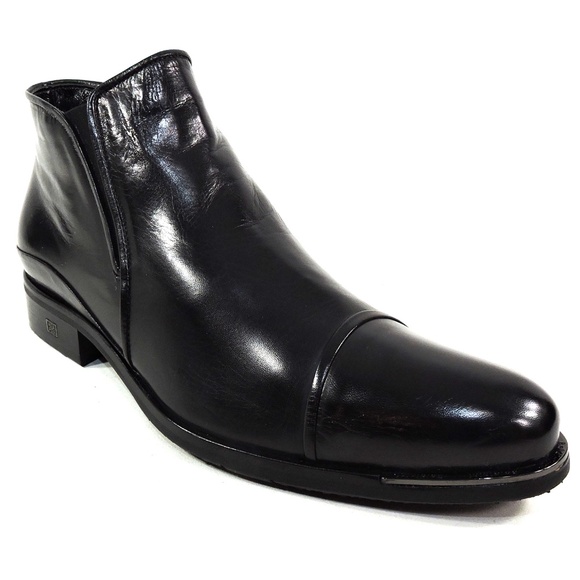 BALDININI ?? MEN\'S BLACK SOFT LEATHER COMFORT FUR LINING WINTER BOOTIE